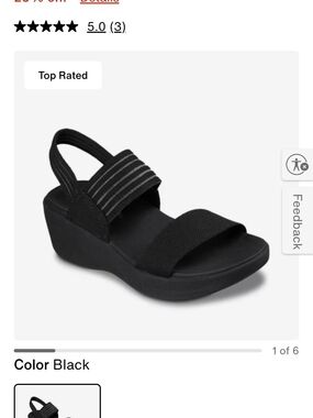 Skechers Black Elastic Strap Wedge Sandal